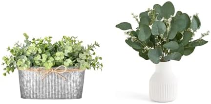 Dahey Artificial Eucalyptus Plants in Ceramic Vase Centerpiece Decor