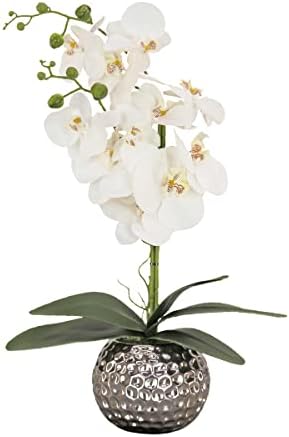 National Tree Company Artificial Orchid Bouquet with Metal Pot