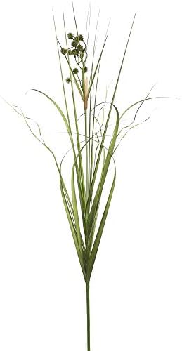 Vickerman 36 Inch Artificial Grass with Pomp Balls in Black Plastic Pot