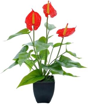 161 Inch Artificial Anthurium Potted Plant Red