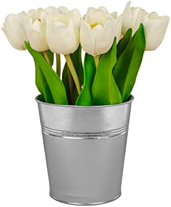 National Tree Company Artificial Flower Bouquet Tulip White 9 Inch
