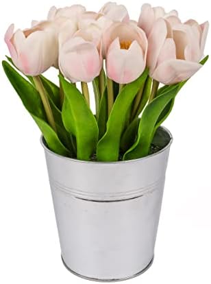 National Tree Company Artificial Tulip Bouquet with Metal Pot