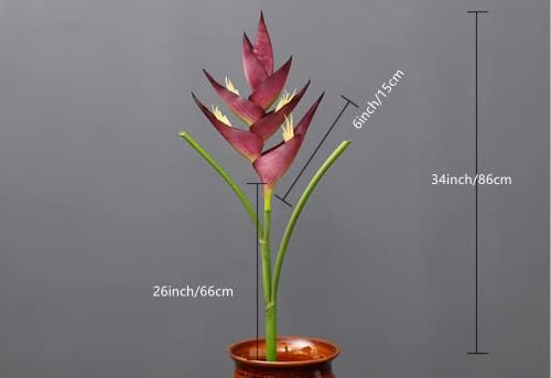 34 Inch Large Red Bird of Paradise Artificial Flower Stem