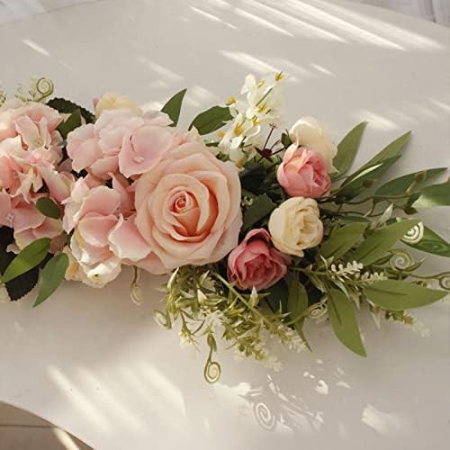 Pink Rose Wedding Arch Flowers with Greenery