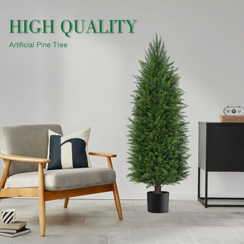 5FT Artificial Cedar Topiary Trees Outdoor Set of 2