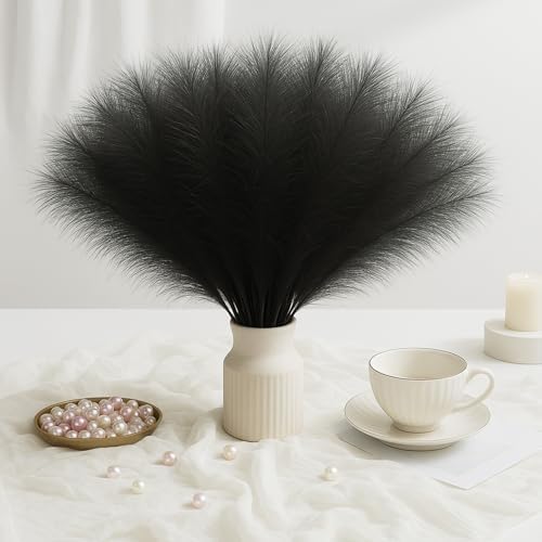U-LIAN 36PCS Black Artificial Pampas Grass 17 Inch Decor
