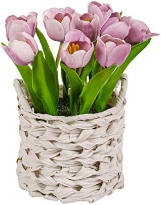 National Tree Company Artificial Tulip Bouquet with Basket 1