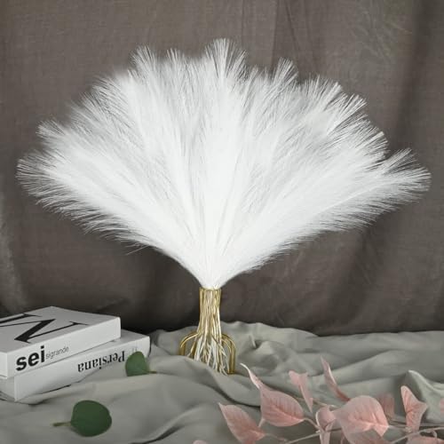 U-LIAN 12PCS White Faux Pampas Grass 24 Inch Decor