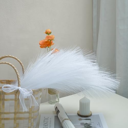 U-LIAN 12PCS White Faux Pampas Grass 24 Inch Decor