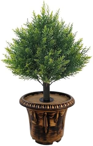 Artificial Cedar Topiary Trees Faux Greenery Decor