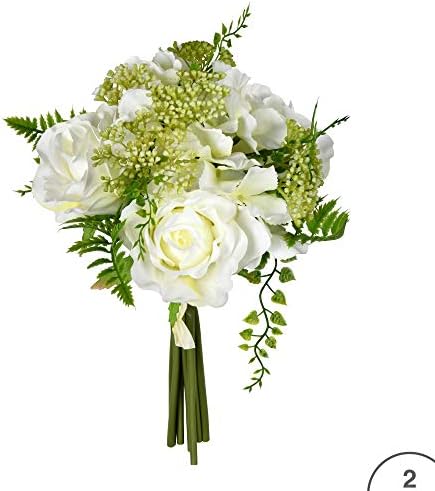 Vickerman Artificial White Rose Bouquet 12 Inch 2 Pack
