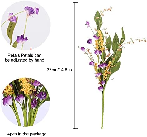 4Pcs Artificial Flowers Spring Decor Indoor Faux Plants