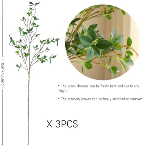 3PCS Artificial Ficus Plant Branches 433 Inch Vase Decor