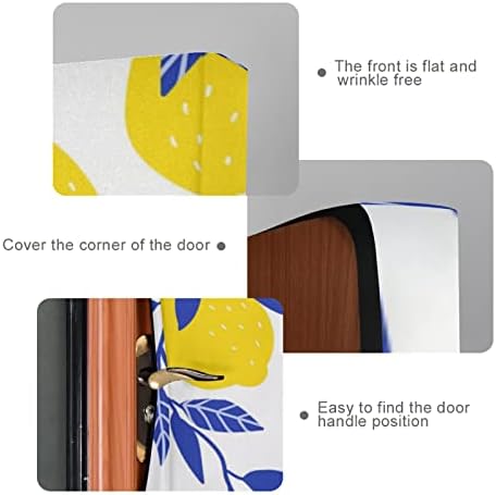 Poeticcity Tropical Yellow Lemons Blue Leaves Door Cover 36x98 Inches