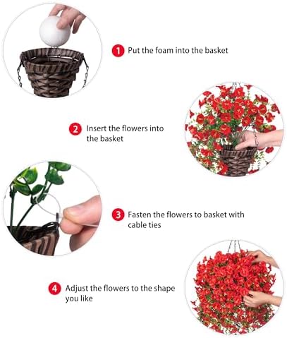 HyeFlora Artificial Hanging Flowers with Basket