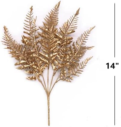 Rikyo 4 Bunches Gold Boston Fern Artificial Bush Plant