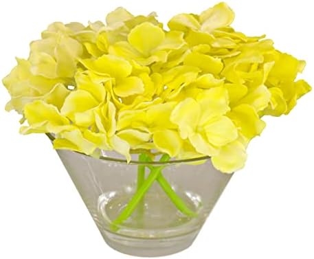 National Tree Company Artificial Flower Bouquet Hydrangea Yellow 8 Inch
