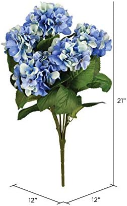 Vickerman Artificial Blue Hydrangea Bush 21 Inch