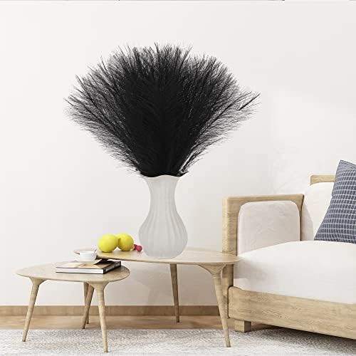 Black Faux Pampas Grass 30 Pcs 17 Inch Boho Decor