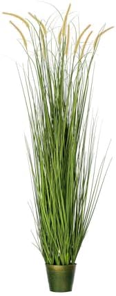 Vickerman 60 Inch Artificial Green Grass with Iron Pot Decor