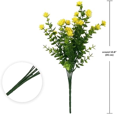 6 Bundles Artificial Fall Flowers Yellow UV Resistant