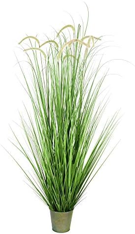 Vickerman 60 Inch Artificial Green Grass with Iron Pot Decor