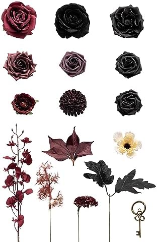 Moody Burgundy Black Artificial Flowers and Greenery Mini Combo Set