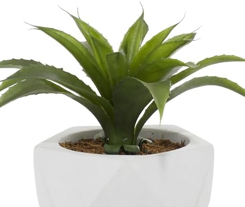 Deco 79 Artificial Agave Plant with White Ceramic Pot
