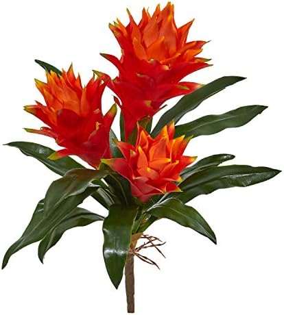 Nearly Natural 16-Inch Double Bromeliad Artificial Flower Set of 6