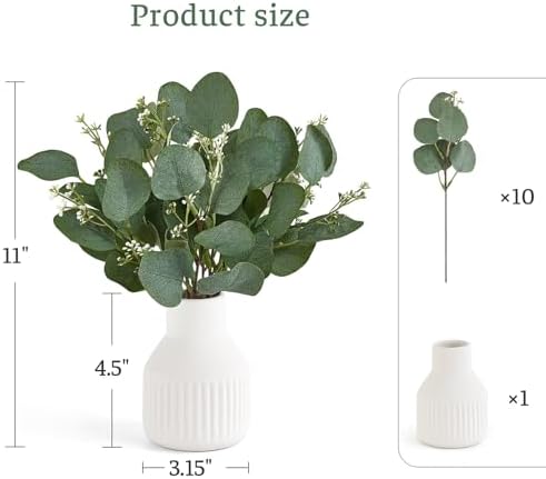 Dahey Artificial Eucalyptus Plants in Ceramic Vase Centerpiece Decor
