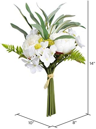 Vickerman Artificial White Peony Flowers 14 Inch 2 Pack