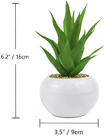 TUOKOR Artificial Aloe Plants in Ceramic Pots 2 Pack