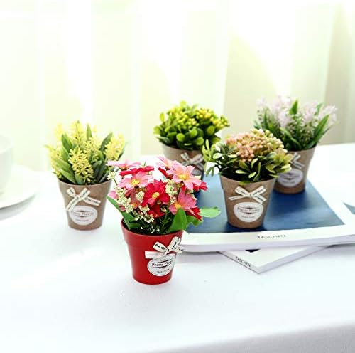 LUEUR Set of 6 Artificial Flowers with Vase