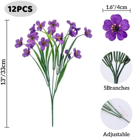 12 Bundle Artificial Flowers for Outdoor Decor