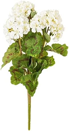 Vickerman 18 Inch Artificial White Geranium Bush 4 Pack