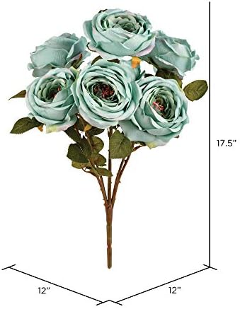 Vickerman Artificial Powder Blue Rose Bush 175 Inch