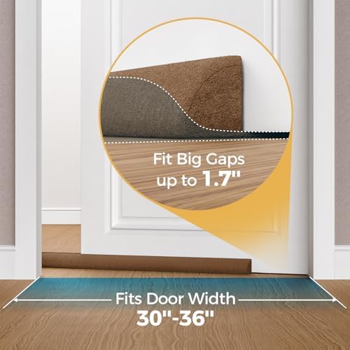 Adjustable Door Draft Stopper 36 Inch Brown