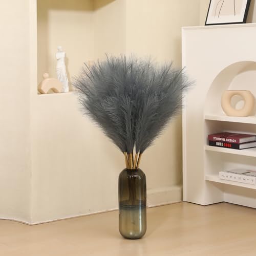 9 Stems Grey Pampas Grass - 38 Inch Artificial Decor Grass