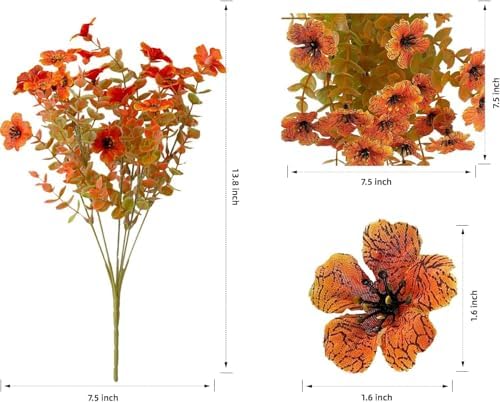 Artificial Fall Mums Flowers 12 Bundles for Porch Patio Hanging Planter
