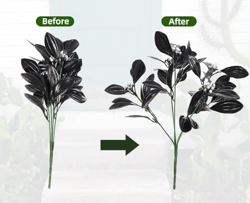 RECUTMS Halloween Artificial Black Bouquet Fake Flowers 10pcs Outdoor