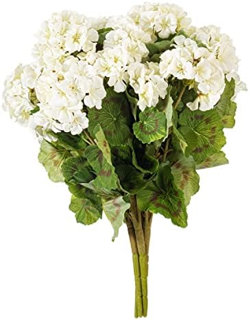 Vickerman 18 Inch Artificial White Geranium Bush 4 Pack