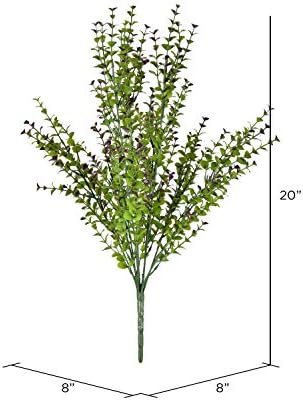 Vickerman Artificial Green Purple Eucalyptus Bush 20 Inch
