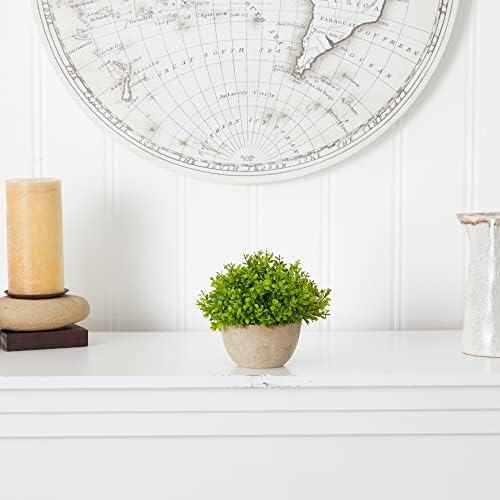Nearly Natural 5in Boxwood Artificial Plant in Decorative Planter