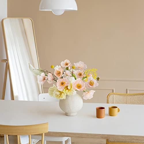 Kainonnan Artificial Poppy Flowers 5Pcs Set Champagne