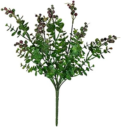 Vickerman Artificial Purple Berry Money Leaf Bush 145 Inch 2 Pack