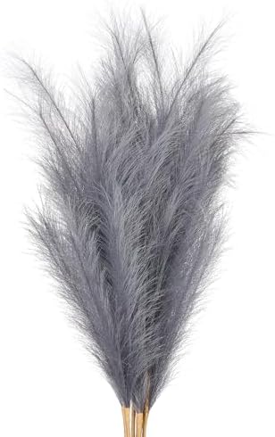 PATIKIL 378in Tall Artificial Pampas Grass 7pcs Gray Fluffy Decor