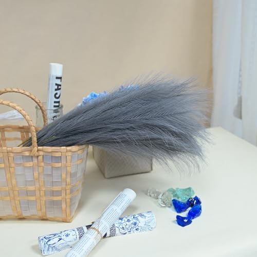 U-LIAN 12PCS Grey Faux Pampas Grass 24 Inch Decor