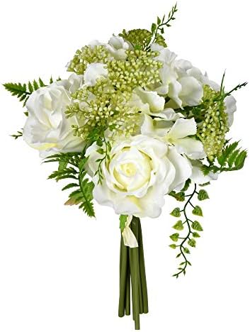 Vickerman Artificial White Rose Bouquet 12 Inch 2 Pack