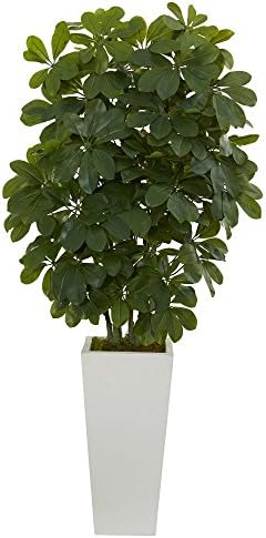 Nearly Natural 40in Schefflera Artificial Plant with White Vase