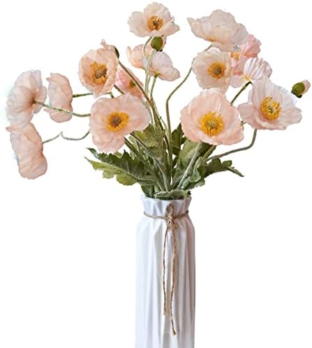 Kainonnan Artificial Poppy Flowers 5Pcs Set Champagne